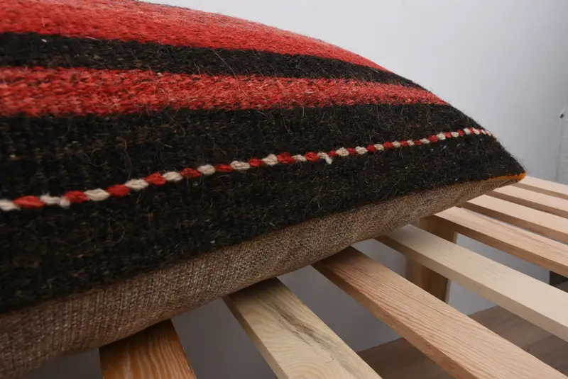 Interior Designer Pillow, Turkish Kilim Pillow, Boho Chic Cushion, Cushion Case, 16x48 Red Pillow Cover, Handmade Kilim Cushion - 7