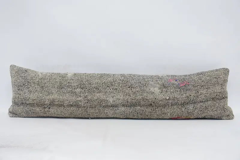 Rectangle Striped Throw Euro Sham, Antique 12x48 inch TexturedBrown Wool Cushion - 1