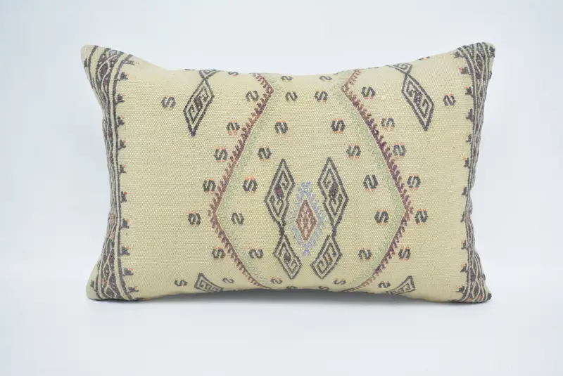 Pillow, Lounge Throw Cushion, Outdoor Pillow Sham, Kilim Pillow, Ikat Pillow Case, Gift Pillow, 16x24 White Cushion Cover, Kilim Cushion Sham - 1