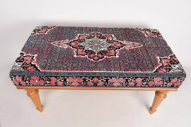 キリム風パターンのモジュール式オットマンセット、トルコウールブレンドオットマン