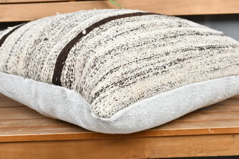 Cushion Case, Nomadic Cushion, 24x24 Beige Pillow Sham, Kilim Pillow Cover, Pillow for Sofa, Kilim Pillow, Handmade Rug Seat Pillow Cover - 4