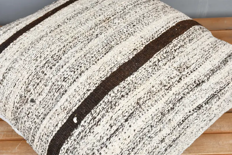 Cushion Case, Nomadic Cushion, 24x24 Beige Pillow Sham, Kilim Pillow Cover, Pillow for Sofa, Kilim Pillow, Handmade Rug Seat Pillow Cover - 3
