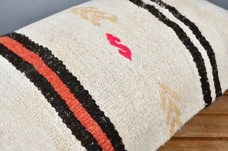 16x24 Beige Pillow Case, Cushion, Handmade Throw Cushion Case, Kilim Cushion Sham, Interior Designer Pillow, Cozy Throw Cushion, Antique Pillows - 3