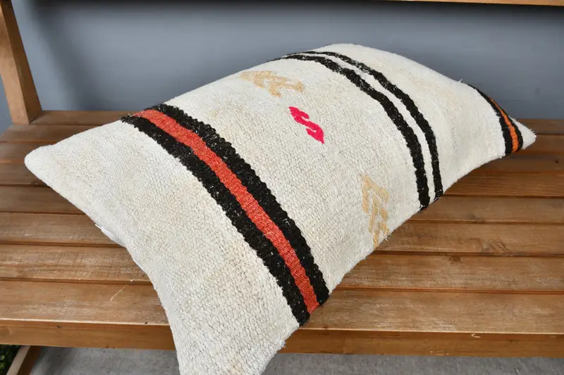 16x24 Beige Pillow Case, Cushion, Handmade Throw Cushion Case, Kilim Cushion Sham, Interior Designer Pillow, Cozy Throw Cushion, Antique Pillows - 2