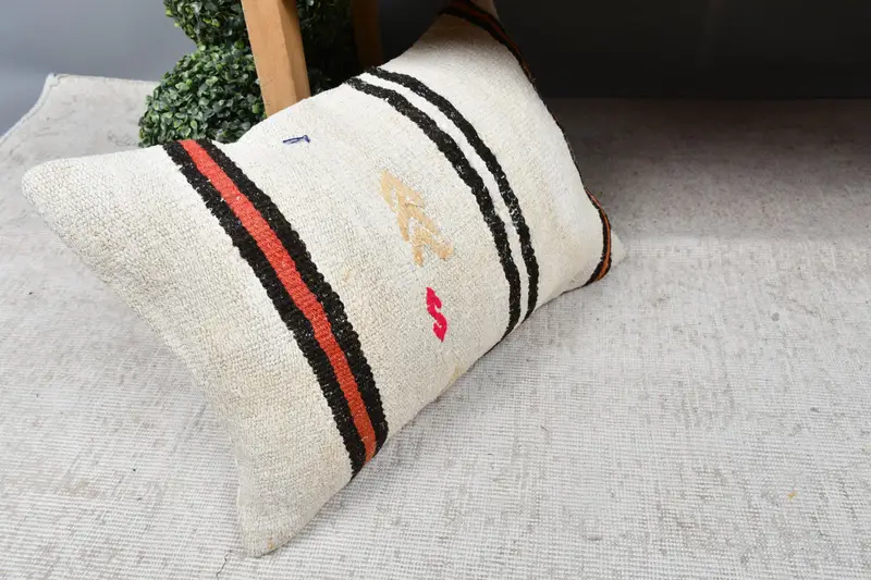 16x24 Beige Pillow Case, Cushion, Handmade Throw Cushion Case, Kilim Cushion Sham, Interior Designer Pillow, Cozy Throw Cushion, Antique Pillows - 7