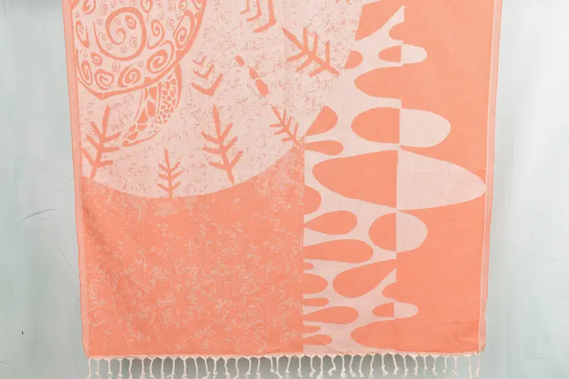 Gift For Her, Eco-Friendly Turkish Towel, Beach towel, House Warming Gift, 70x40 Cotton Turtle Design Towel, Handmade Gift, Best Wedding Gift - 1