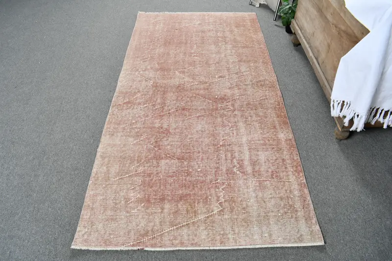 Turkish Vintage Rug, 3.3x6.46 ft Accent Rug, Red White Polka dot Rug - 1
