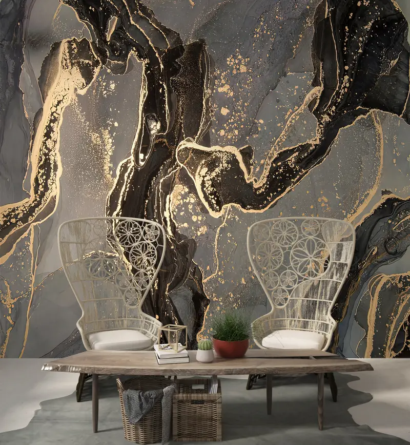 Zarif Lüks Mermer Baskılı Duvar Kağıdı: Modern, Pırıltılı Tasarım