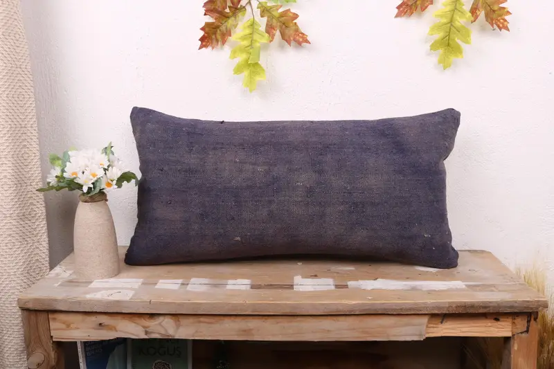 Boho Pillow, Cushion Case, Vintage Kilim Throw Pillow, Car Pillow Case, 12x24 Purple Pillow Case, Pillow for Couch, Boho Chic Pillow Case - 1