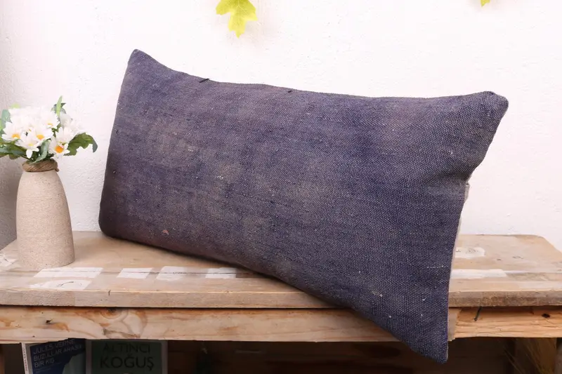 Boho Pillow, Cushion Case, Vintage Kilim Throw Pillow, Car Pillow Case, 12x24 Purple Pillow Case, Pillow for Couch, Boho Chic Pillow Case - 4
