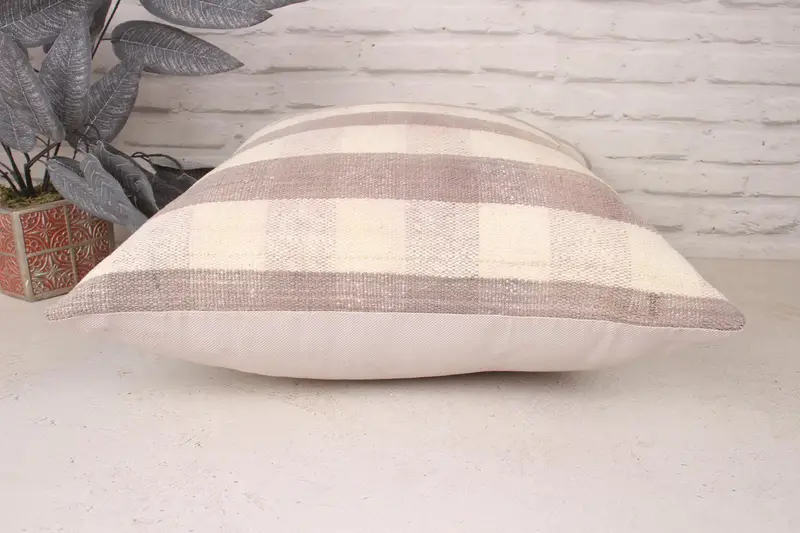 Vintage Pillow, Interior Designer Pillow, Handwoven Pillow Cover Cushion Cover, Turkish Pillow, 20x20 Brown Pillow Case, Pillow, Indoor Cushion Case - 5