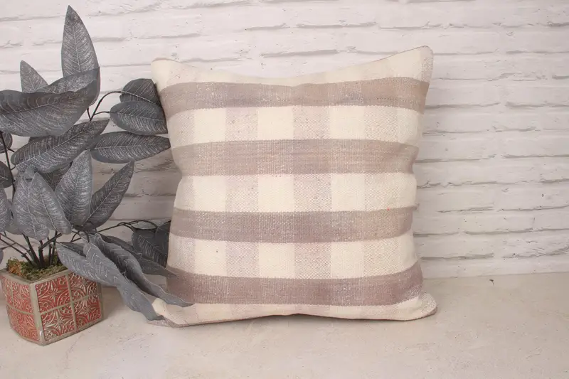 Vintage Pillow, Interior Designer Pillow, Handwoven Pillow Cover Cushion Cover, Turkish Pillow, 20x20 Brown Pillow Case, Pillow, Indoor Cushion Case - 1
