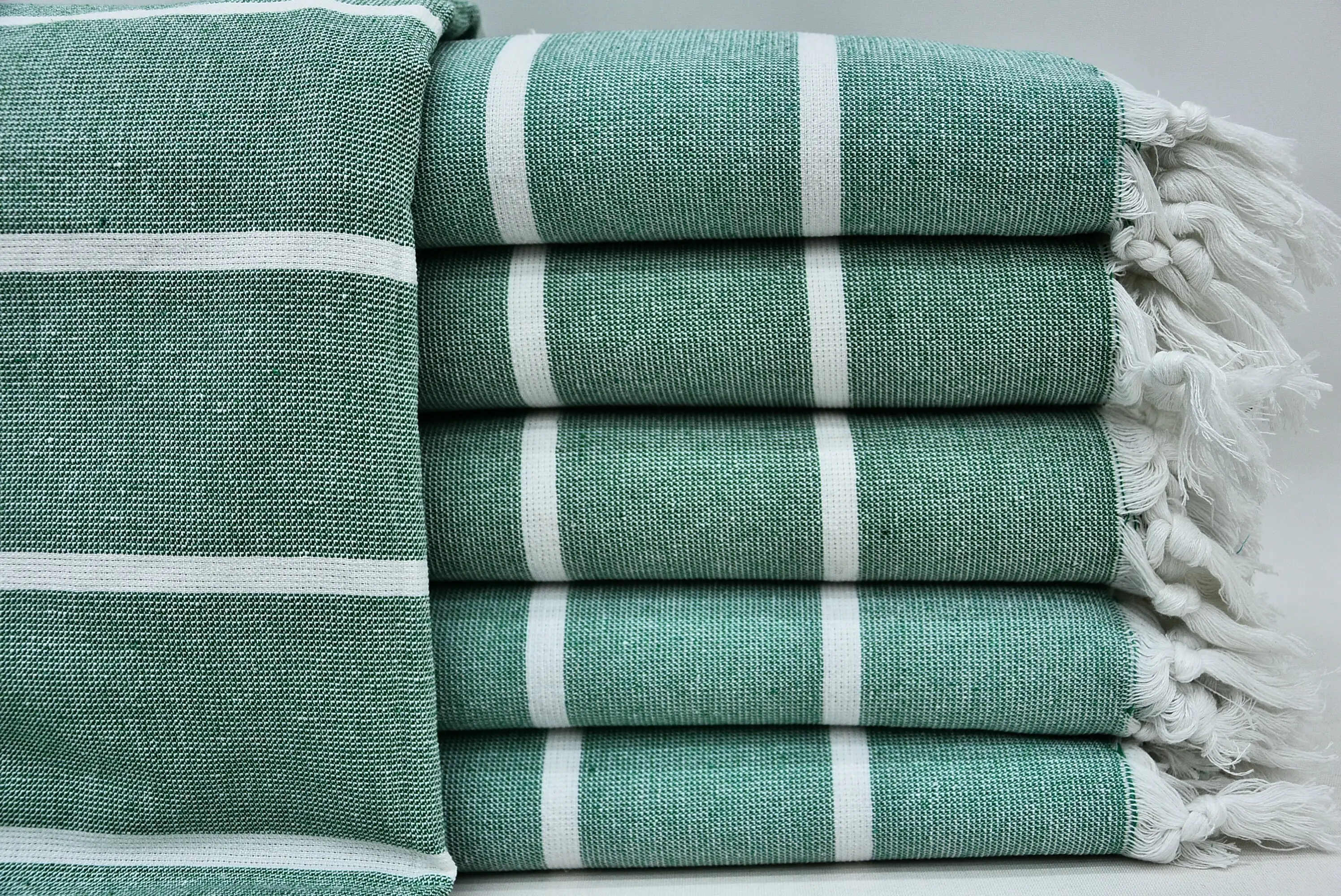 Beach Towel Turkish Cotton Green and White, 36x60 Inches - 1