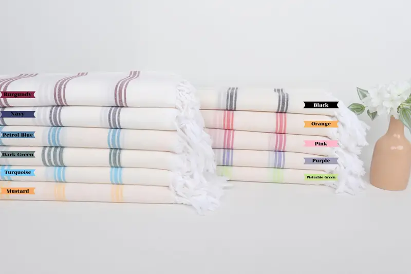 Fouta towel, Birthday Gift, Embroidered Towel, Wedding Anniversary Gift, 70x40 Cotton Striped Towel, Custom Turkish Towel, Bridesmaid Gift Towel - 1