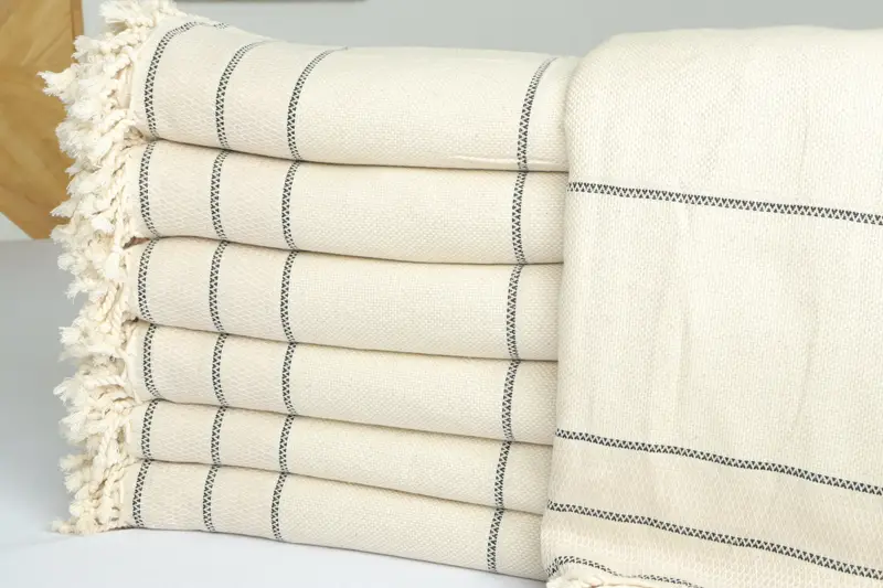 Personalized Blanket, 104x96 Cotton Striped Towel, Decorative Blanket, Bridal Shower Gift, Turkish Throw Blanket, Embroidered Bedspread - 2