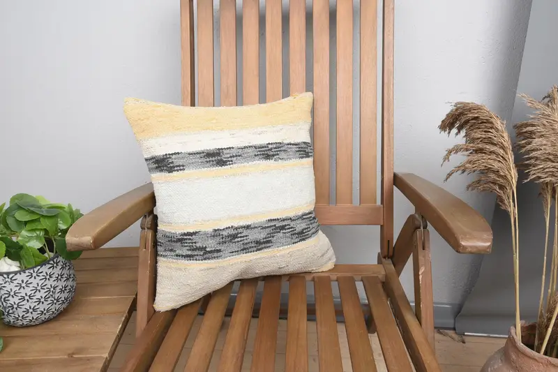 Throw Striped Gray Cushion, Chair Holiday Decor Gift 16x16 inch Euro Sham - 1