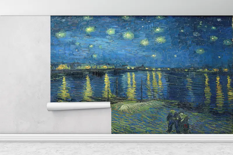 Bright Wall Paper, Custom Wall Paper, Starry Night Over The Rhone, 3d Wall Paper, Starry Night Over The Rhone Wall Decor, - 1