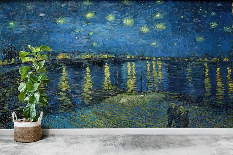 Bright Wall Paper, Custom Wall Paper, Starry Night Over The Rhone, 3d Wall Paper, Starry Night Over The Rhone Wall Decor, - 7