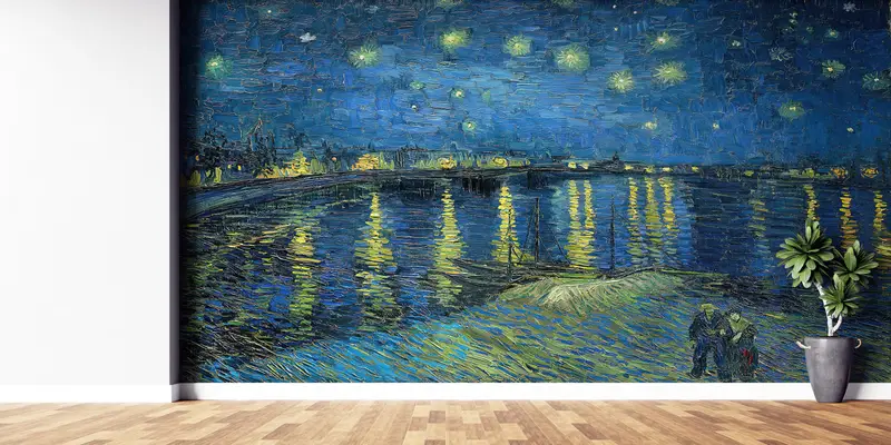 Bright Wall Paper, Custom Wall Paper, Starry Night Over The Rhone, 3d Wall Paper, Starry Night Over The Rhone Wall Decor, - 8