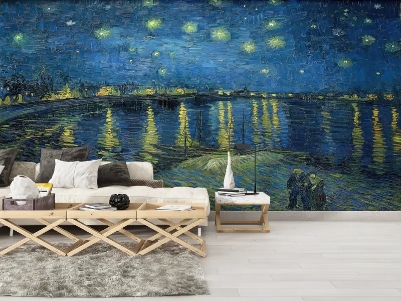Bright Wall Paper, Custom Wall Paper, Starry Night Over The Rhone, 3d Wall Paper, Starry Night Over The Rhone Wall Decor, - 2