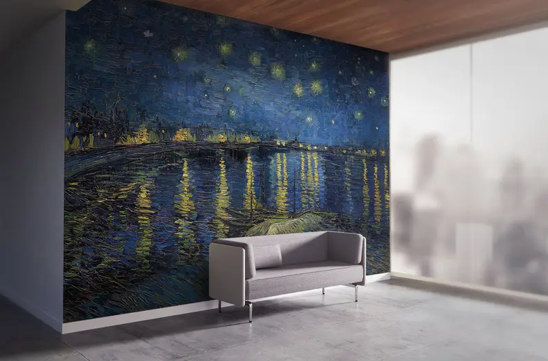 Bright Wall Paper, Custom Wall Paper, Starry Night Over The Rhone, 3d Wall Paper, Starry Night Over The Rhone Wall Decor, - 4