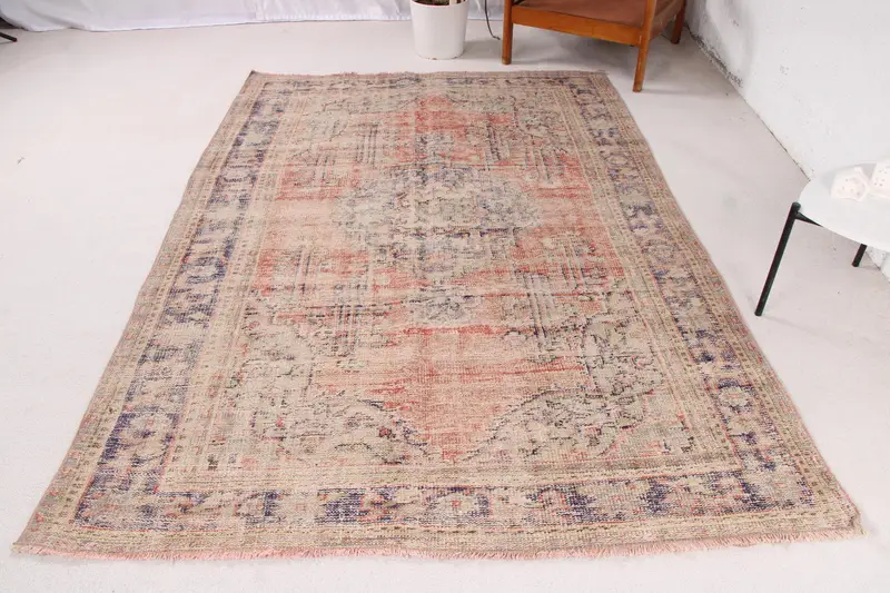 Handmade Red & Blue Patchwork Rug, 0.5x7.8 ft