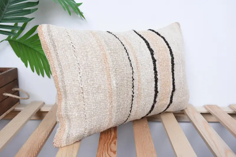Cushion Cover, Pet Cushion Case, Interior Designer Pillow, Kilim Pillow, Cozy Throw Pillow Case, Home Decor Pillow, 12x20 Beige Pillow Sham - 4