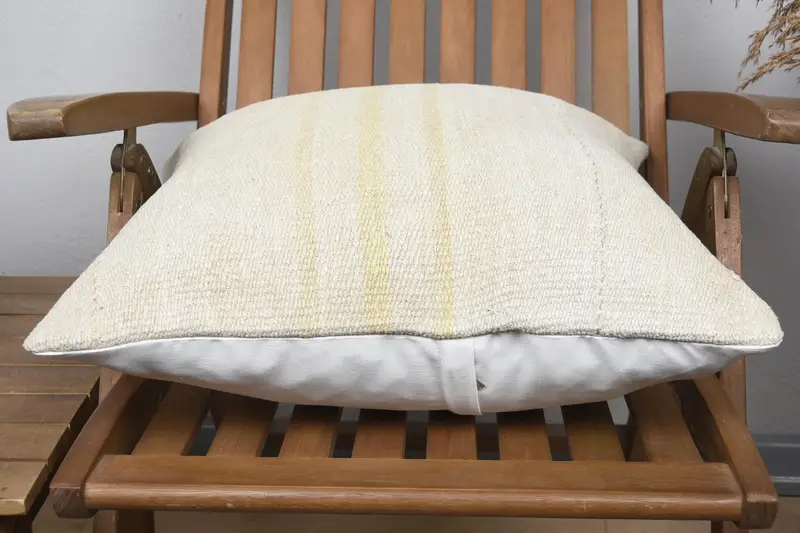 Vintage Pillow, Turkish Pillow, 20x20 Beige Pillow Sham, Ikat Cushion Cover, Art Deco Pillow, Kilim Cushion Sham, Cushion - 5