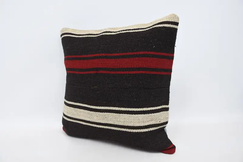 Turkish Kilim Pillow, Pillow for Couch, Pillow, 20x20 Brown Cushion Case, Authentic Pillow Sham, Ethnical Kilim Rug Pillow - 4