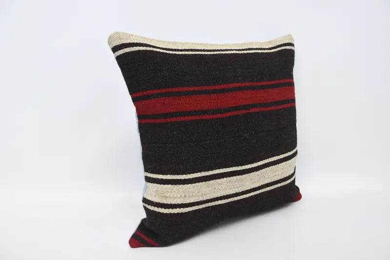 Turkish Kilim Pillow, Pillow for Couch, Pillow, 20x20 Brown Cushion Case, Authentic Pillow Sham, Ethnical Kilim Rug Pillow - 3