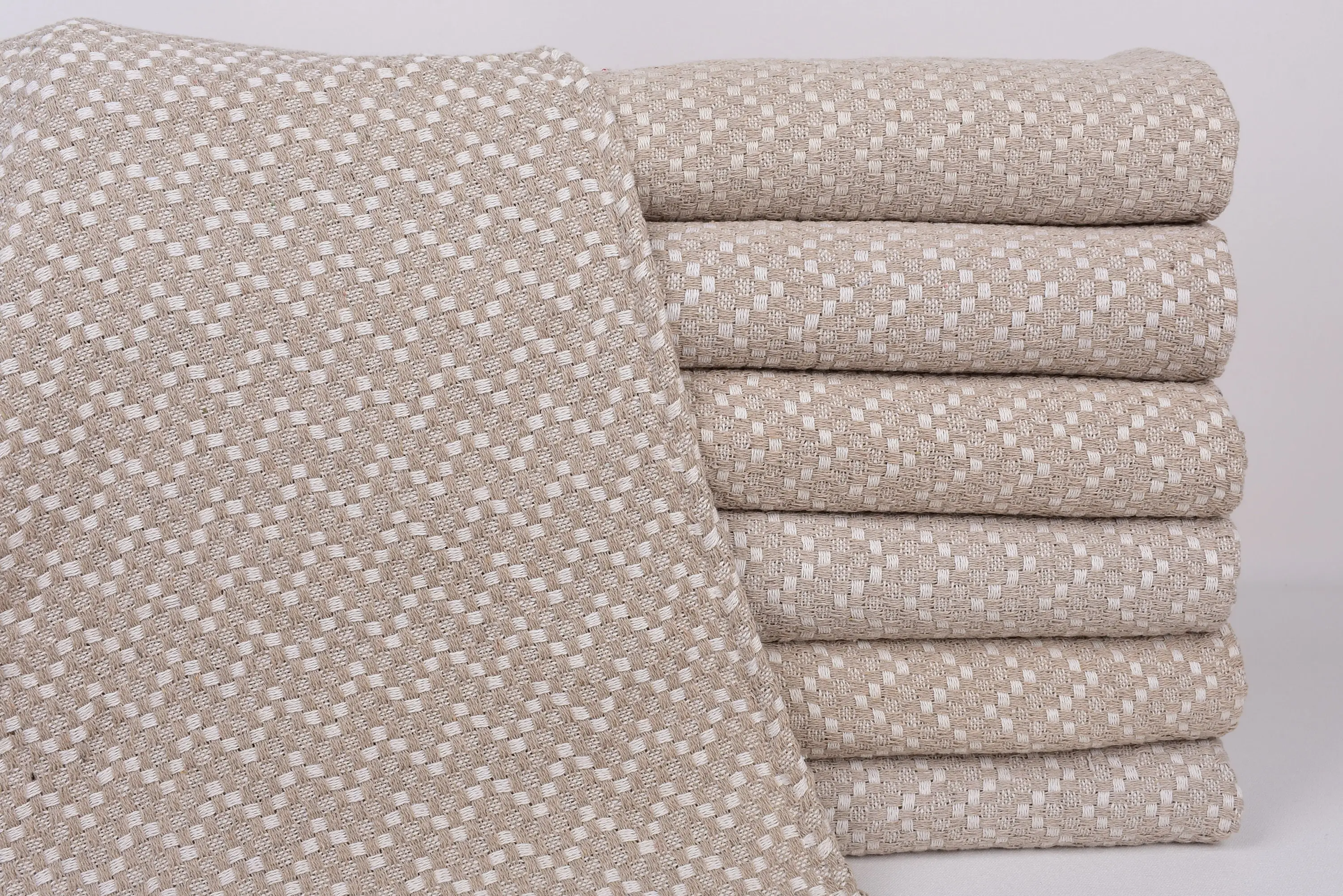 Beige Herringbone Dish Towel Organic Cotton, 32x20 Inches - 1