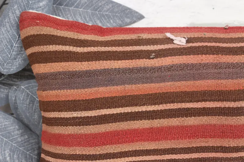 Turkish Pillow, 12x20 Red Pillow Cover, Pillow for Sofa, One Of A Kind Pillow Sham, Cushion Case, Floor Cushion Case, Kilim Pillow Cover - 2