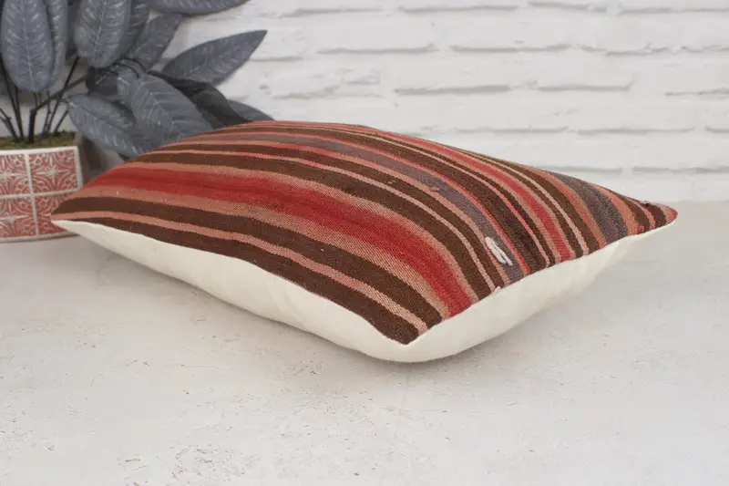 Turkish Pillow, 12x20 Red Pillow Cover, Pillow for Sofa, One Of A Kind Pillow Sham, Cushion Case, Floor Cushion Case, Kilim Pillow Cover - 6