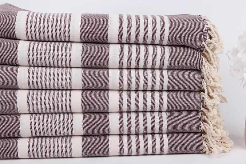 68x38 Cotton Striped Towel, Sand-free towel, Custom Beach Towels, Lightweight Turkish towel, Absorbent towel, Handmade Gift, Handwoven Turkish Towel - 6
