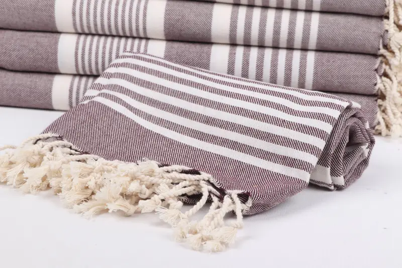68x38 Cotton Striped Towel, Sand-free towel, Custom Beach Towels, Lightweight Turkish towel, Absorbent towel, Handmade Gift, Handwoven Turkish Towel - 7