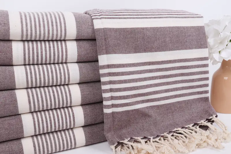 68x38 Cotton Striped Towel, Sand-free towel, Custom Beach Towels, Lightweight Turkish towel, Absorbent towel, Handmade Gift, Handwoven Turkish Towel - 3