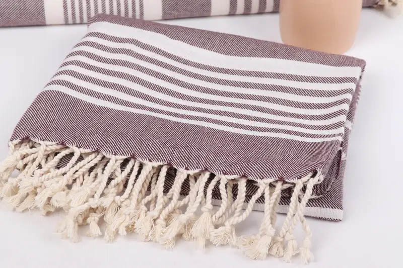 68x38 Cotton Striped Towel, Sand-free towel, Custom Beach Towels, Lightweight Turkish towel, Absorbent towel, Handmade Gift, Handwoven Turkish Towel - 9