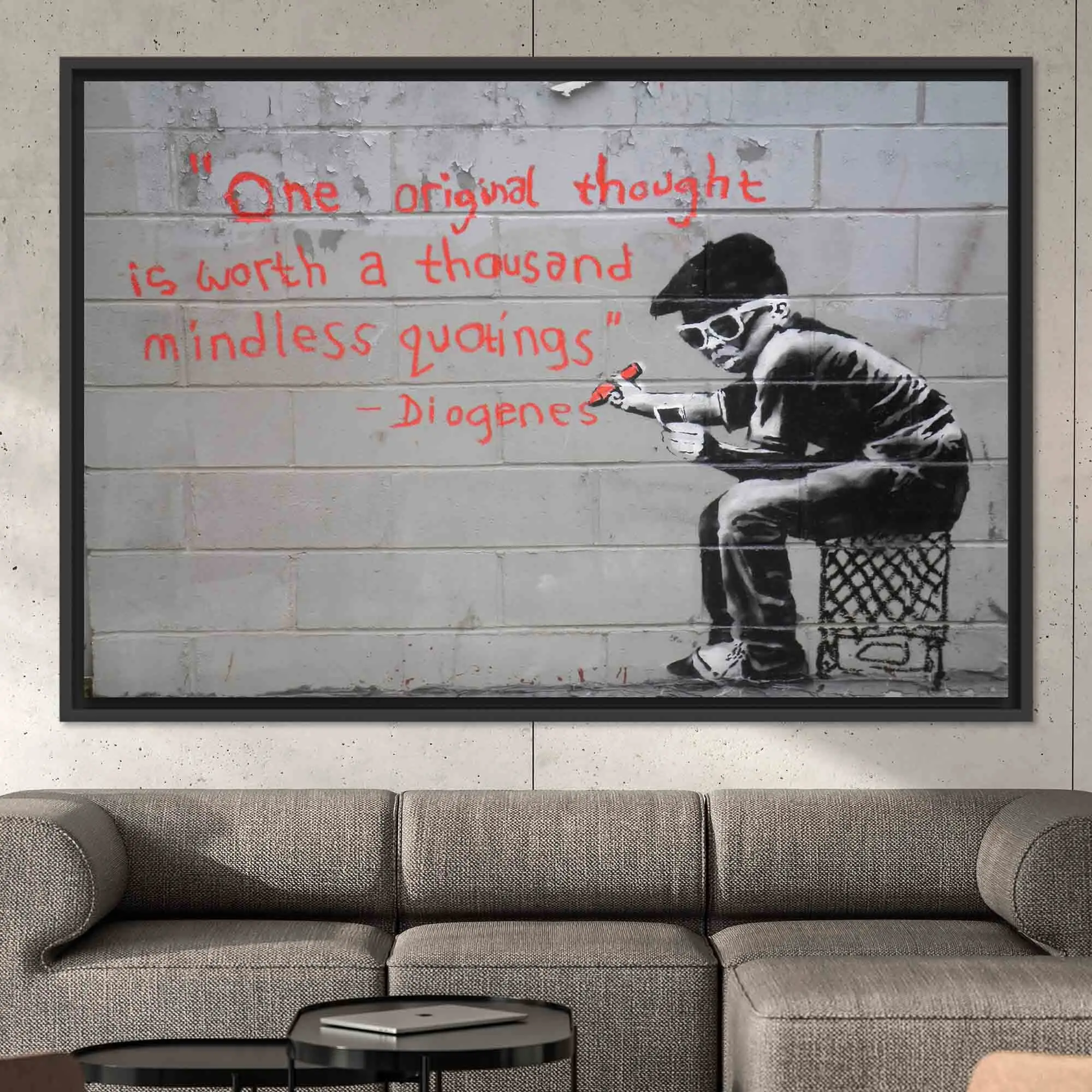 Otantik Banksy Graffiti Kanvas Tablo - 1