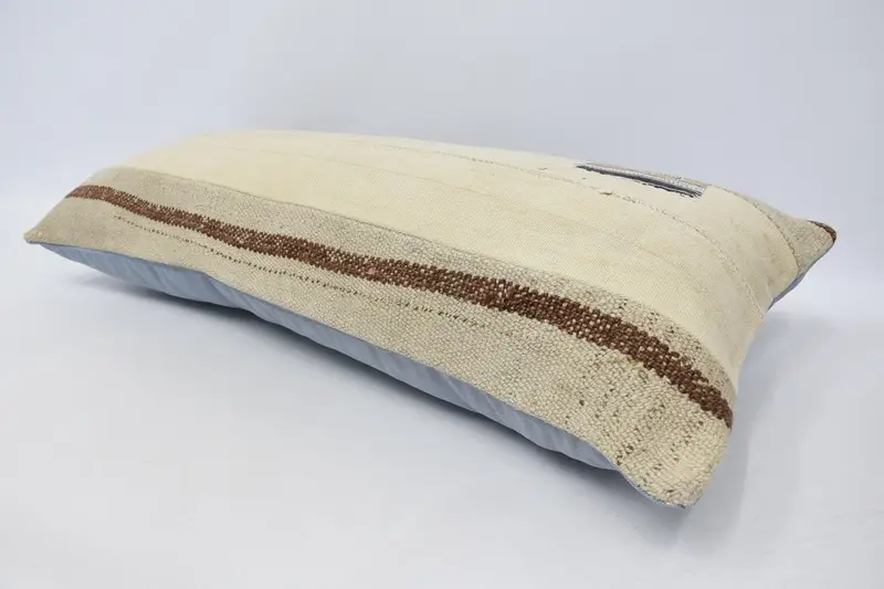 Traditional Pillow Sham, Cushion, 16x36 Beige Pillow, Home Decor Pillow, Turkish Pillow, Comfy Throw Pillow Cover, Boho Pillow Sham Cover - 5