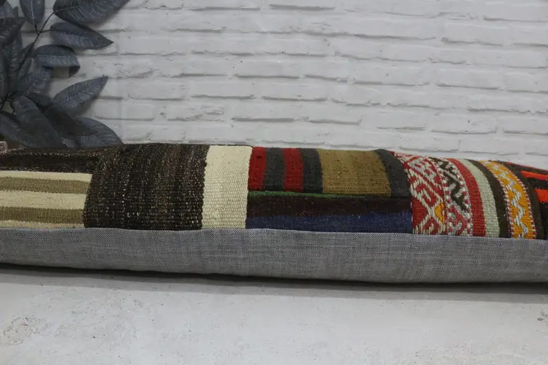 Interior Designer Pillow, 12x43 Brown Pillow Sham, Sustainable Pillow Cover, Cushion Cover, Ethnical Kilim Rug Pillow, Kilim Pillow Cover - 5
