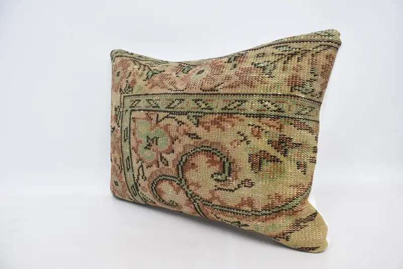 Kilim Cushion Sham, Turkish Corner Cushion Case, Pillow Sham, Throw Kilim Pillow, 20x28 Beige Cushion Cover, Handmade Kilim Cushion - 4