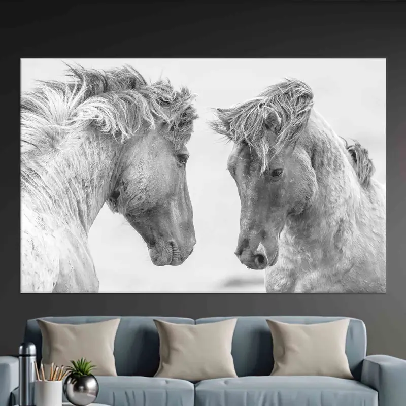 Trendy Farmhouse Horse Canvas: Elegant Decor for Horse Lovers