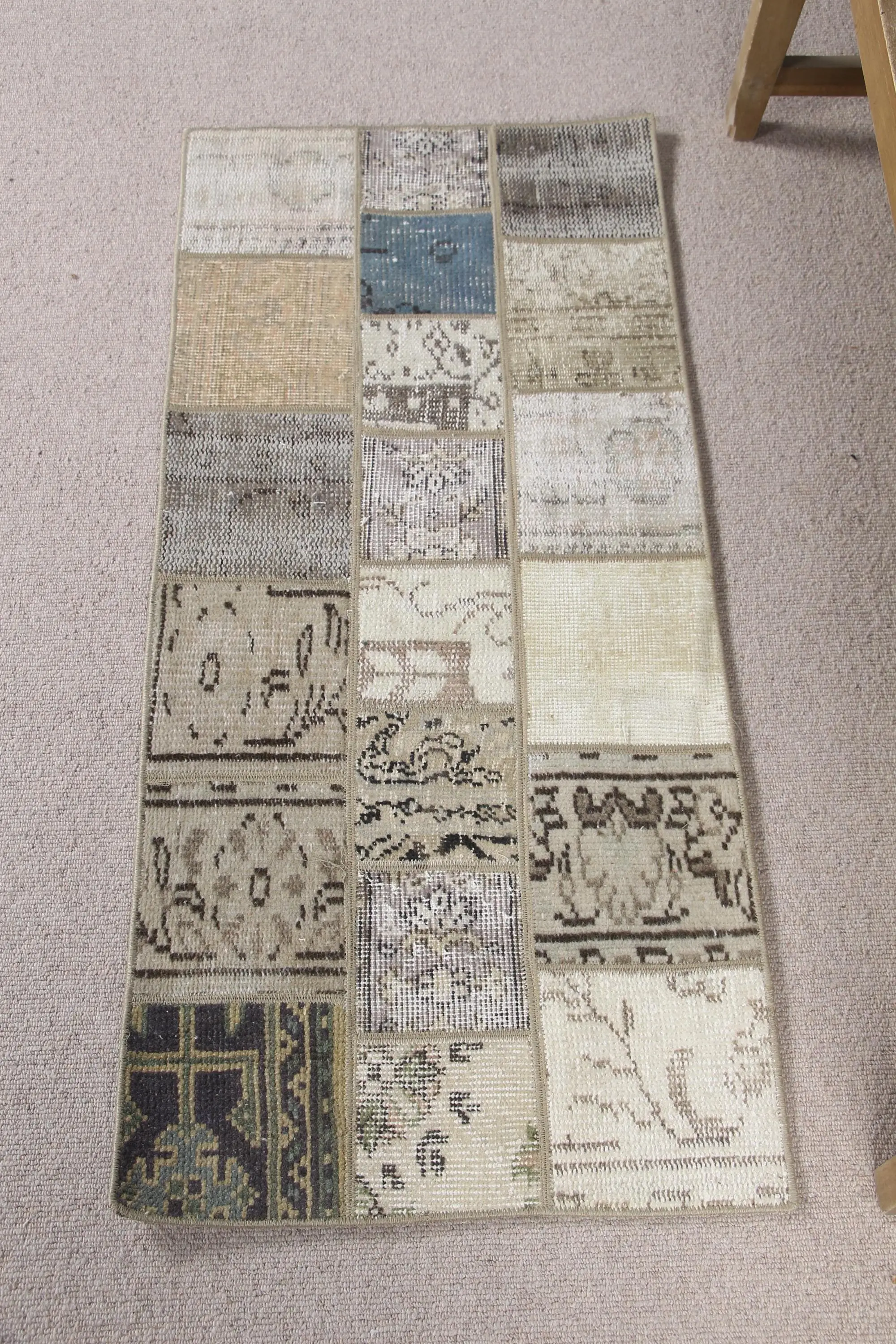 Vintage Rug 1.8x4 ft (55x121 cm), Brown Animal Print Turkish Rug - 1