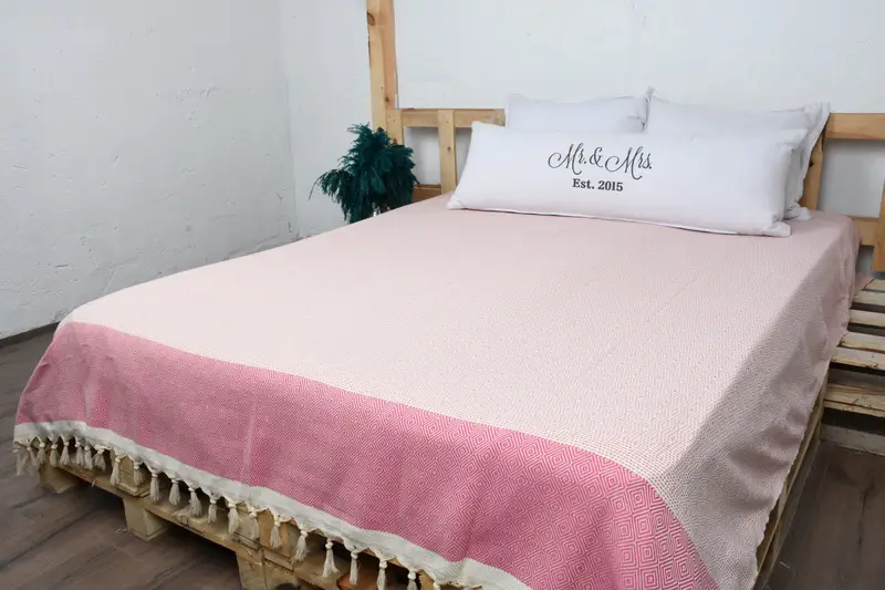 Monogram Blanket, Personalized Gifts, Personalized Blanket, Bachelorette Party Gifts, Turkish Blanket Throw, 104x80 Cotton Diamond Towel - 8