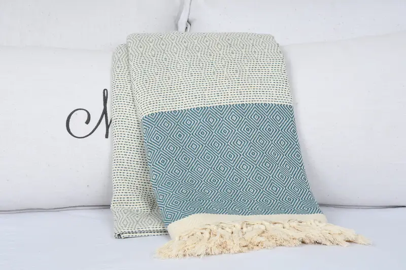 Monogram Blanket, Personalized Gifts, Personalized Blanket, Bachelorette Party Gifts, Turkish Blanket Throw, 104x80 Cotton Diamond Towel - 6