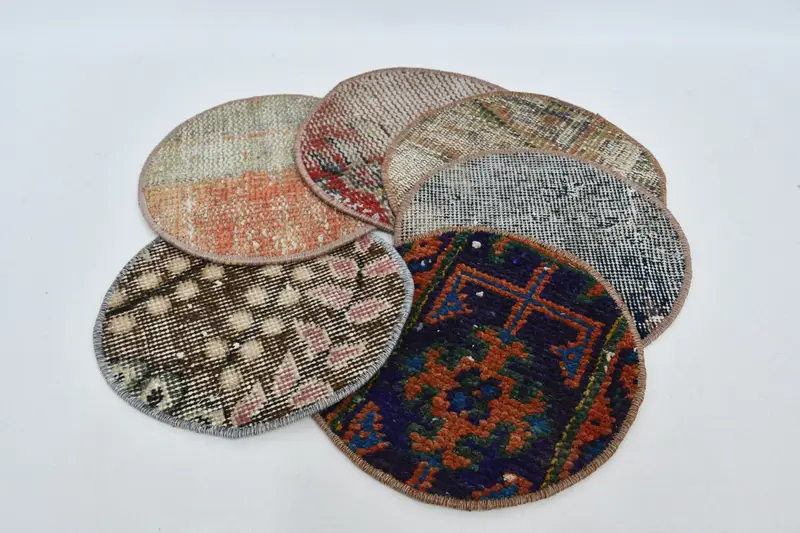 Bohem Daire Servis Altlığı, Turuncu ve Bronz Pamuk Yün Dekor