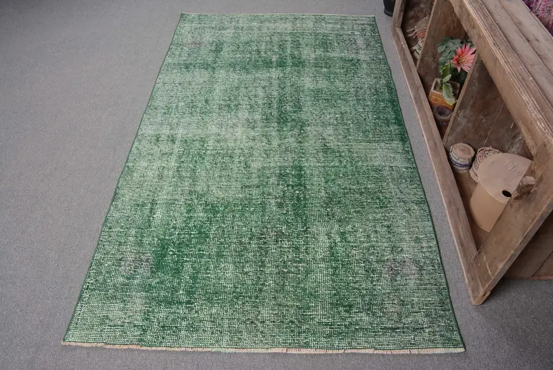 Yeşil Patchwork Halı, 4x7 ft Zarif Yaşam Alanı Vurgusu