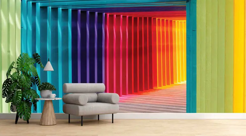 Encantador papel pintado impreso: efecto 3D hipnótico, colorido y de ilusión óptica