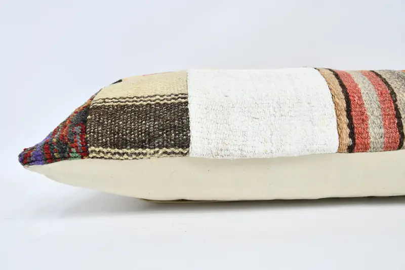 Kilim Cushion Sham, 12x36 Beige Cushion Cover, Pillow for Sofa, Boho Pillow, Outdoor Throw Cushion Cover, Floor Cushion Case, Cushion Cover - 5