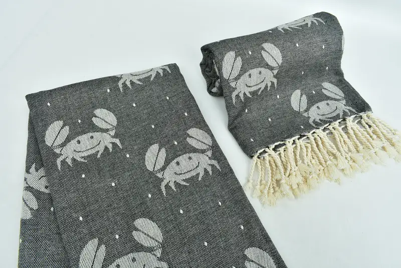 Spa Towel, Beach Towel Bulk, Personalized Wedding Gift For Couple, 68x40 Cotton Crab Design Towel, Turkish Towel Beach, Scarf Towel, Beach towel - 7